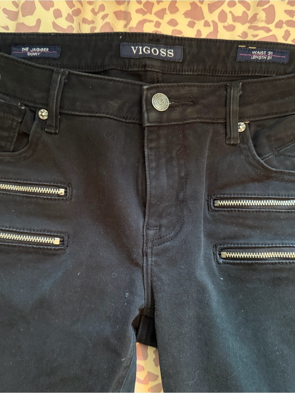 Vigoss Black Skinny Jeans with Zip Pocket Detail
